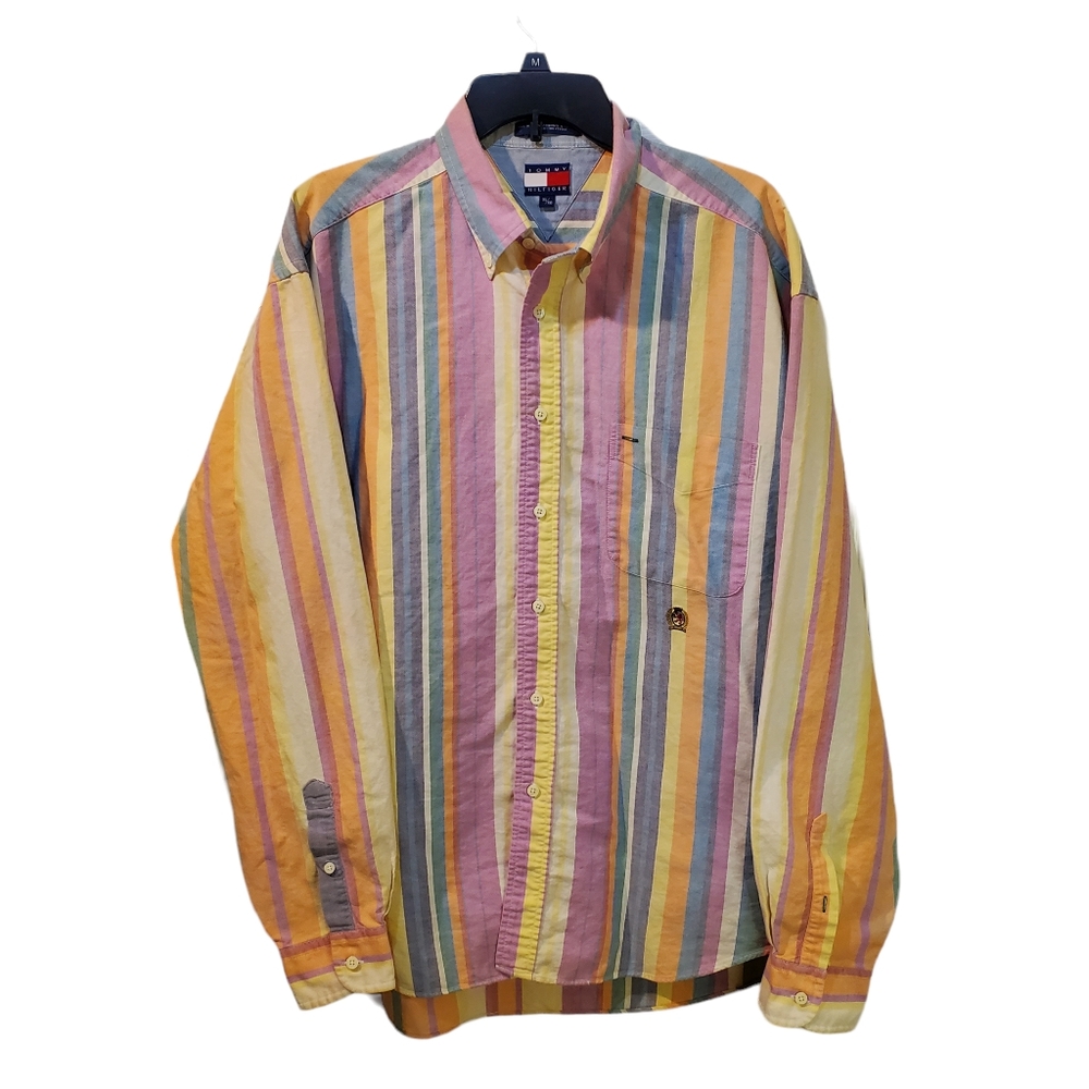 Tommy‎ Hilfiger Vintage Mens 90s Colorful Shirt Size XL